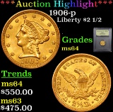 ***Auction Highlight*** 1906-p Gold Liberty Quarter Eagle $2 1/2 Graded Choice Unc By USCG (fc)