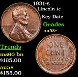 1931-s Lincoln Cent 1c Grades Choice AU/BU Slider+