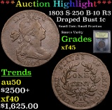 ***Auction Highlight*** 1803 S-250 B-10 R3 Draped Bust Large Cent 1c Graded xf+ By USCG (fc)