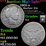 ***Auction Highlight*** 1901-s Barber Quarter 25c Graded f, fine By USCG (fc)