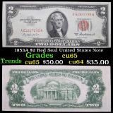 1953A $2 Red Seal United States Note Grades Gem CU