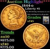 ***Auction Highlight*** 1844-o Gold Liberty Half Eagle $5 Graded xf+ By USCG (fc)