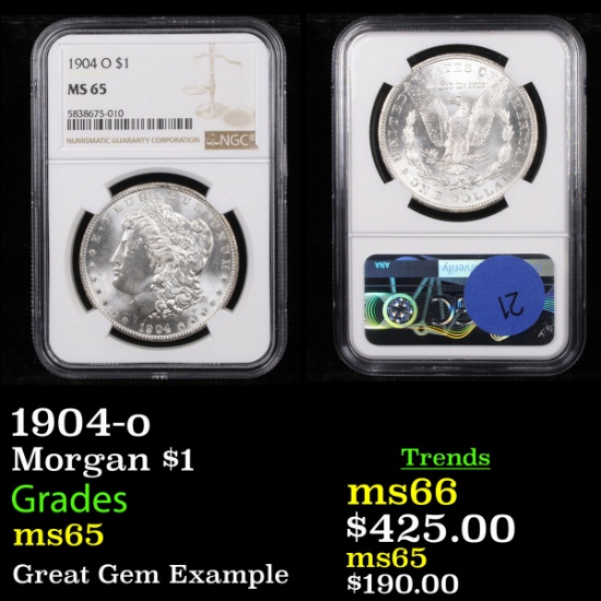 NGC 1904-o Morgan Dollar $1 Graded ms65 By NGC