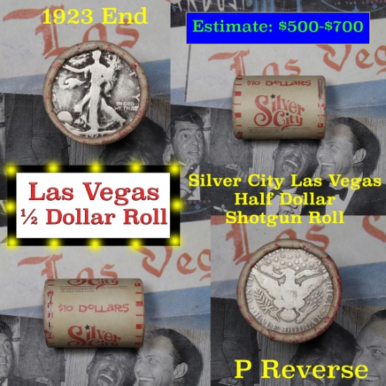 ***Auction Highlight*** Old Casino 50c Roll $10 Silver City Casino Las Vegas 1923 & 'p' Barber ends