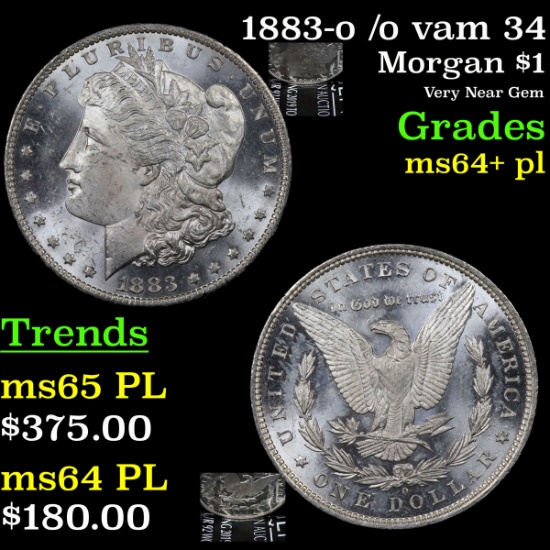 1883-o /o vam 34 Morgan Dollar $1 Grades Choice Unc+ PL