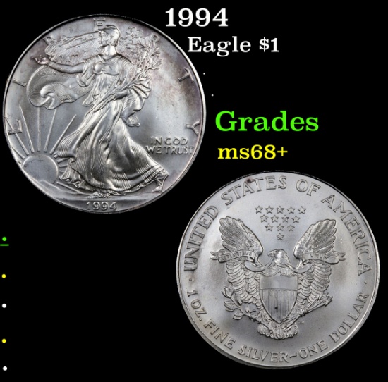 1994 Silver Eagle Dollar $1 Grades Gem++ Unc