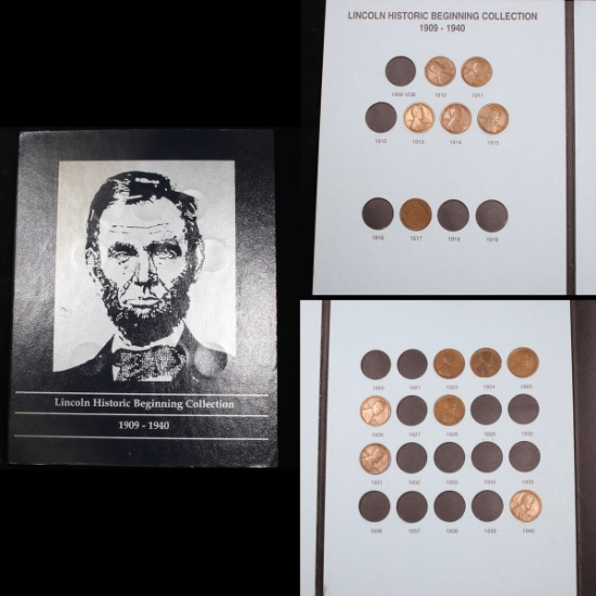 Partial Lincoln Cent Book 1909-1940 13 Coins Grades