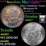 ***Auction Highlight*** 1901-o Rainbow Toned Morgan Dollar $1 Graded GEM++ Unc By USCG (fc)
