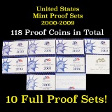 Group of 10 United States Mint Proof Sets 2000-2009