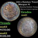 1881-o Rainbow Toned Morgan Dollar $1 Grades Select Unc