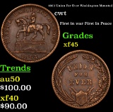 1863 Union For Ever Washington Mounted Civil War Token 1c Grades xf+