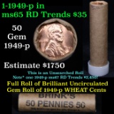 ***Auction Highlight*** Uncirculated 1c orig shotgun roll, 1949-p  In Old Brinks wrapper  (fc)
