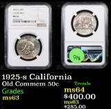 NGC 1925-s California Old Commem Half Dollar 50c Graded ms63 By NGC