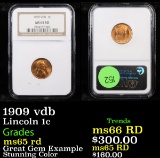 NGC 1909 vdb Lincoln Cent 1c Graded ms65 rd By NGC