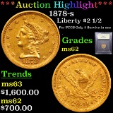 ***Auction Highlight*** 1878-s Gold Liberty Quarter Eagle $2 1/2 Graded Select Unc BY USCG (fc)