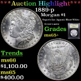 ***Auction Highlight*** 1889-p Morgan Dollar $1 Graded GEM+ Unc By USCG (fc)