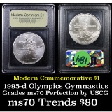 1995-d Olympics Gymnastics Modern Commem Dollar $1 Graded ms70, Perfection By USCG