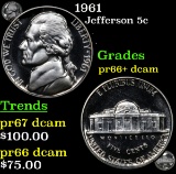 Proof 1961 Jefferson Nickel 5c Grades GEM++ Proof Deep Cameo