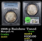 PCGS 1898-p Rainbow Toned Morgan Dollar $1 Graded ms63 By PCGS