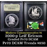 Proof ***Auction Highlight*** 2000-P Leif Ericson Modern Commem Dollar $1 Graded GEM++ Proof Deep Ca