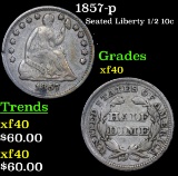 1857-p Seated Liberty Half Dime 1/2 10c Grades xf