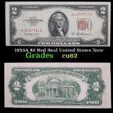 1953A $2 Red Seal United States Note Grades CU