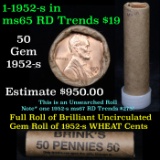 ***Auction Highlight*** Uncirculated 1c orig shotgun roll, 1952-s  In Old Brinks wrapper  (fc)