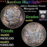 ***Auction Highlight*** 1904-o Rainbow Toned Morgan Dollar $1 Graded GEM+ Unc BY USCG (fc)