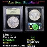 ***Auction Highlight*** 1891-p Morgan Dollar $1 Graded Select+ Unc By USCG (fc)