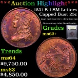 ***Auction Highlight*** 1831 B-1 SM Letters  Capped Bust Quarter 25c Graded Select+ Unc By USCG (fc)