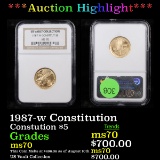 ***Auction Highlight*** NGC 1987-w Constitution Modern Commem $5 Gold Graded ms70 By NGC (fc)