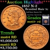 *Highlight Of Entire Auction* 1857 N-2 Braided Hair Large Cent 1c Graded Select+ Unc RD By USCG (fc)