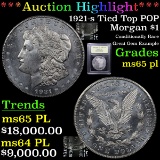 *Highlight OF Entire Auction* 1921-s Tied Top POP Morgan Dollar $1 Graded GEM Unc PL By USCG (fc)