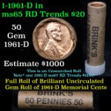 ***Auction Highlight*** Uncirculated 1c orig shotgun roll, 1961-d  In Old Brinks wrapper  (fc)