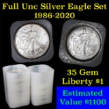 ***Auction Highlight*** Roll of Silver Eagle $1 1986-2020 36 coins (fc)