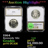 Proof ***Auction Highlight*** 1964 Kennedy Half Dollar 50c Graded pr70 DCAM By PCI (fc)