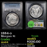 PCGS 1884-o Morgan Dollar $1 Graded ms64 By PCGS