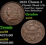 1832 Choen-2 Classic Head half cent 1/2c Grades Select AU