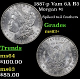 1887-p Vam 6A R5 Morgan Dollar $1 Grades Select+ Unc