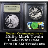 Proof 2016-P Mark Twain Modern Commem Dollar $1 Graded GEM++ Proof Deep Cameo By USCG