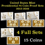Group of 5 United States Presidential Dollar Proof Sets 2013-2016 15 coins