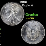 1986 Silver Eagle Dollar $1 Grades Gem++ Unc