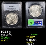 PCGS 1923-p Peace Dollar $1 Graded ms62 By PCGS