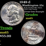 1949-d Washington Quarter 25c Grades GEM Unc