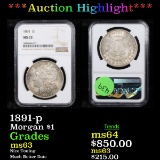***Auction Highlight*** NGC 1891-p Morgan Dollar $1 Graded ms63 By NGC (fc)