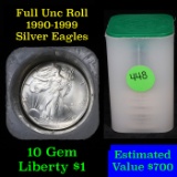 ***Auction Highlight*** Roll of Silver Eagle $1 1990-1999 10 coins (fc)