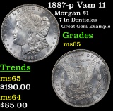 1887-p Vam 11 Morgan Dollar $1 Grades GEM Unc