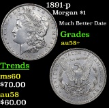1891-p Morgan Dollar $1 Grades Choice AU/BU Slider+