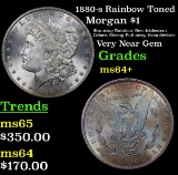 1880-s Rainbow Toned Morgan Dollar $1 Grades Choice+ Unc