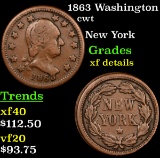 1863 Washington Civil War Token 1c Grades xf details